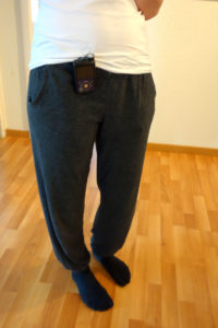 minimed 640g insulin pump clipped on trousers full shot