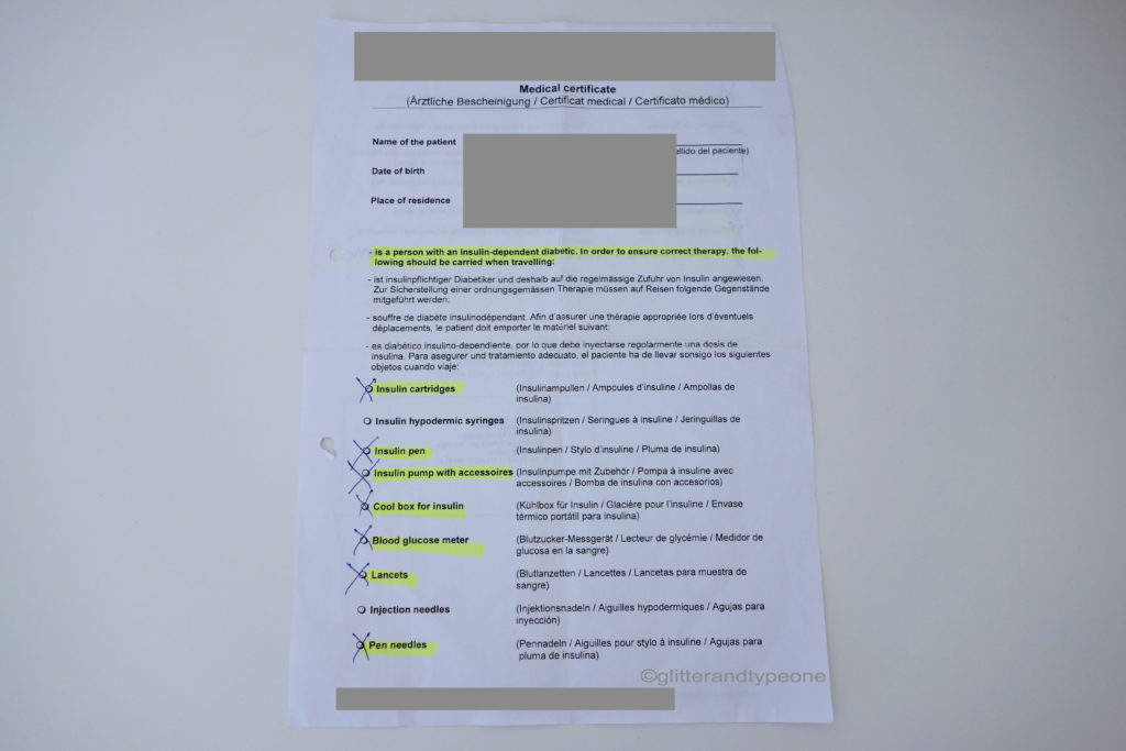 medical certificate airport diabetes